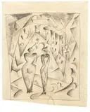 Hermann Stenner, Zwei Frauen auf der Straße, 1913, Pencil drawing