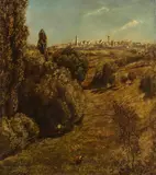 Hans Thoma, Taubertal mit Blick auf Rothenburg, 1882, Oil on cardboard, laminated on canvas