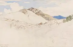 Viktor Paul Mohn, Kastanienwald vor dem Monte Serone, Olevano, 1866, Watercolor over pencil and pen