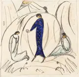 Hermann Stenner, Frau in Blau mit zwei Begleitern, 1913, Watercolor