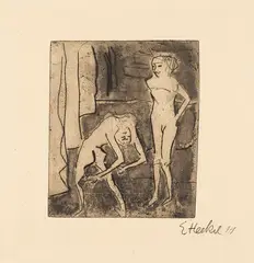 Akrobatinnen by Erich Heckel, 1911, Etching, sold Dec 2023