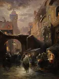 Emil Barbarini, Auf dem Weihnachtsmarkt, Um 1900, Oil on panel