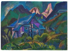 Ernst Ludwig Kirchner, Alphütten und Tinzenhorn, 1919/20, Oil on jute and cloth