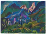 Ernst Ludwig Kirchner, Alphütten und Tinzenhorn, 1919/20, Oil on jute and cloth