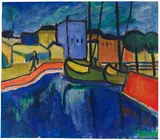 Erich Heckel, Vor gelbem Tuch 1908 / Schiffe im Kanal 1912, 1908/1912, Oil on canvas