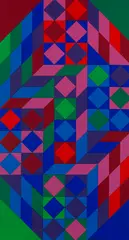 LLA by Victor Vasarely, 1968/1973, Acrylic on canvas, sold Dec 2023