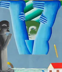 Doppelbild (verkehrt), Himmel und Erde by Horst Antes, 1972/73, Aquatec on canvas, sold Dec 2023
