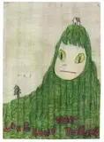 Yoshitomo Nara, Long long Way to Home, 2004, Colored crayon drawing in cardboard, both sides...