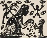 A. R. Penck, Folge und Konsequenz, 1991, Acryl über Serigrafie auf Leinwand
