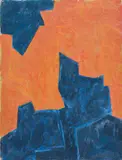 Serge Poliakoff, Composition bleue et orange, Um 1963, Gouache