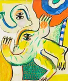 Horst Antes, Zweifigurig II, 1964, Egg and oil tempera on cardboard, mounted into ...