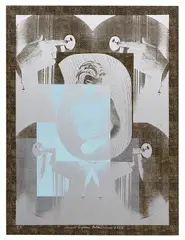 Sigmar Polke, Clean car - good mood, 2002, Silkscreen in colors onfaux snakeskin, on stret...
