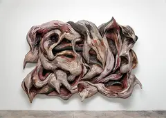 Henrique Oliveira, Xilempasto 3, 2011, Mixed media. Laminated wood and pigment