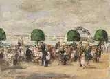 Max Liebermann, Gartenlokal am Wannsee - Schwedischer Pavillon, Um 1925, Oil on canvas