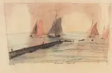 Lyonel Feininger, Heimkehrende Fischer III, 1925, Watercolor and ink pen drawing