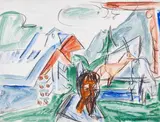 Ernst Ludwig Kirchner, Bauer auf der Alp, 1917, Watercolor over black chalks