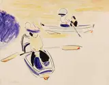 Ernst Ludwig Kirchner, Ruderboote, Um 1909, Watercolor, India ink and pencil