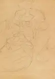Gustav Klimt, Sitzend nach links, den Kopf nach rechts gewendet