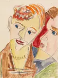 Ernst Ludwig Kirchner, Die Hembusse (Liebespaar H.), 1929/1931, Watercolor over chalks
