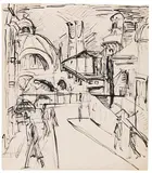 Ernst Ludwig Kirchner, Stadtszene, Nollendorfplatz, 1915, Pen and India ink drawing