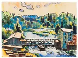 Brettmühle an der Lupow by Karl Schmidt-Rottluff, 1939, Watercolor and ink brush, sold Jun 2023