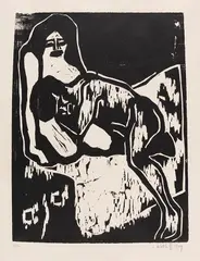 Karl Schmidt-Rottluff, Liebespaar, 1909, Woodcut
