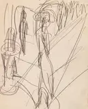 Skizze zu "Strasse mit roter Kokotte" (Straßenszene I) by Ernst Ludwig Kirchner, 1914, Pencil drawing, sold Jun 2023