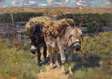 Zwei Esel by Heinrich von Zügel, 1896, Oil on canvas, sold Jun 2023
