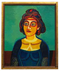 Mädchen im blauen Spitzenkleid by Josef Scharl, 1945, Oil on canvas, sold Jun 2023