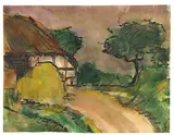 Landschaft, Insel Alsen by Emil Nolde, 1909/10, Watercolor and ink, sold Jun 2023