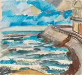 Erich Heckel, Meer bei Ostende, 1916, India ink and Watercolor over charcoal