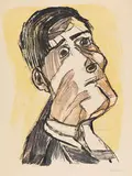 Oskar Kokoschka, Selbstbildnis von zwei Seiten, 1923, Lithograph in colors