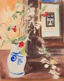 Erich Heckel, Geißblatt und Steintopf, 1939, Watercolor