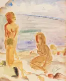 Erich Heckel, Drei Figuren vorm Wasser, 1925, Watercolor and color chalks