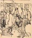 Ernst Ludwig Kirchner, Straßenszene II, 1914, Pen and India ink drawing