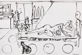 Atelier-Interieur mit Akt by Ernst Ludwig Kirchner, 1925, Pen and India ink drawing, sold Jun 2023