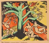 Max Pechstein, Erlegung des Festbratens, 1911, Woodcut, colored in red, green and yellow