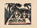 Max Pechstein, Akrobaten III, 1912, Woodcut, schablonenkoloriert