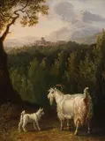 Jacob Philipp Hackert, Ziege am Bachlauf / Ziege und Kitz in italienischer Landschaft