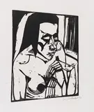 Erich Heckel, Hockende, 1913, Woodcut