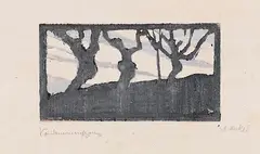 Vor Sonnenaufgang by Erich Heckel, 1906, Woodcut in colors from two printing blocks in b..., sold Jun 2023