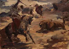 Löwenjagd by Otto Dill, Um 1925, Oil on canvas, sold Jun 2023