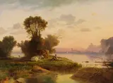 Heinrich Dreber, Arkadische Landschaft, Um 1860, Oil on canvas