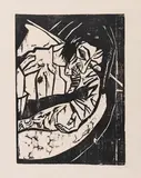 Erich Heckel, Müde (Müdes Mädchen), 1913, Woodcut