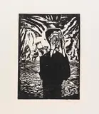 Mann in der Ebene by Erich Heckel, 1917, Woodcut, sold Jun 2023