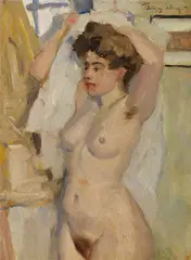 Aktstudie I by Philipp Klein, 1907, Oil on cardboard, sold Jun 2023