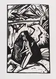Erich Heckel, Knieende am Stein, 1913, Woodcut