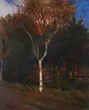 Carl Vinnen, Worpsweder Landschaft. Junge Birke am Wegesrand, 1895, Oil on canvas, laminated on board