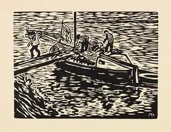 Fritz Bleyl, Bootsentladung auf der Elbe, 1906/07, Woodcut