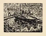 Fritz Bleyl, Bootsentladung auf der Elbe, 1906/07, Woodcut